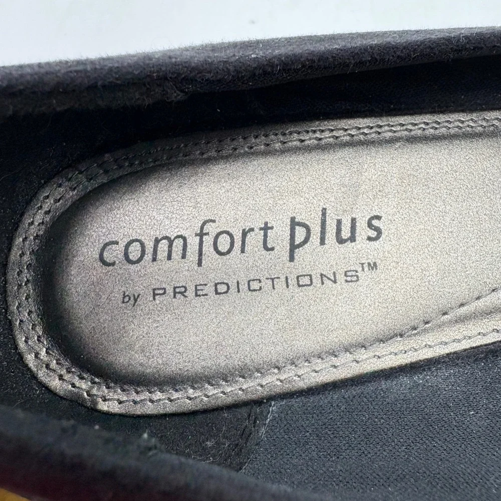 Comfort Plus by‎ Predictions Black Peep Toe Wedge Heels Size 10